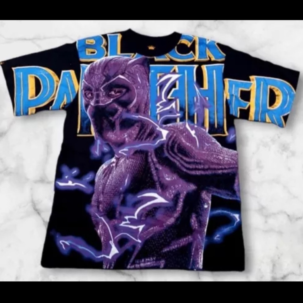 NWOT RARE BLACK PANTHER AOP T Shirt MARVEL Wakanda Big All Over Print